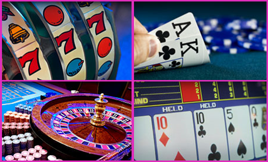 slots, cards, roulette and poker